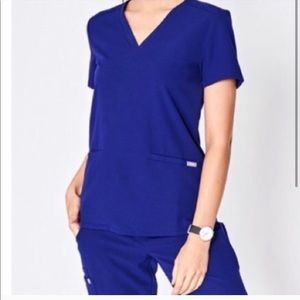 Figs Deep Royal Blue Casma Scrub Top